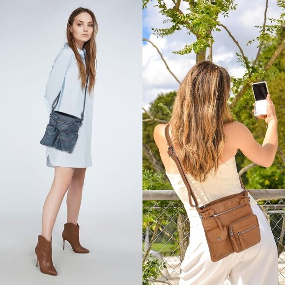 Crossbody Bags for Women, PU Leather Multi Pocket with Adjustable Straps Women S - Picture 5 of 6